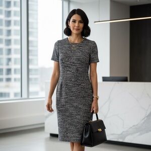 Calvin Klein Black and Gray Midi Dress